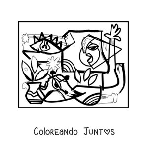 Imagen para colorear de pintura al estilo de picasso para niños