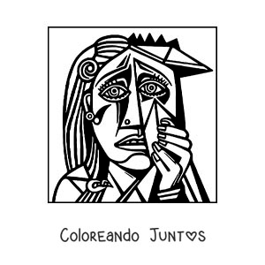 Imagen para colorear de retrato al estilo de picasso