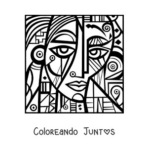 Imagen para colorear de retrato al estilo de picasso para niños