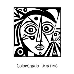 Imagen para colorear de arte al estilo de picasso para niños