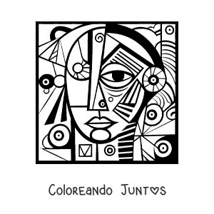 Imagen para colorear de pintura inspirada en picasso para niños