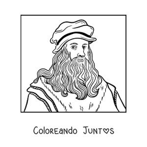 Imagen para colorear de una caricatura de leonardo da vinci