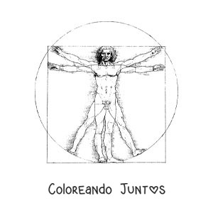 Imagen para colorear de el hombre de vitruvio de da vinci