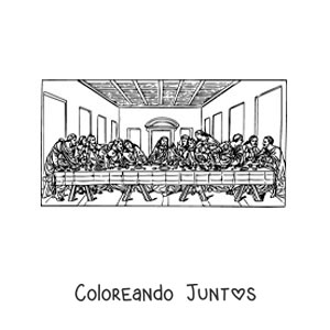 Imagen para colorear de pintura famosa de leonardo da vinci