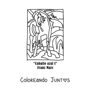 Imagen para colorear de El caballo azul de Franz Marc