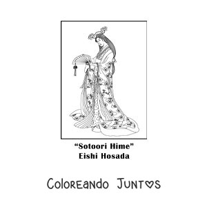 Imagen para colorear de Sotoori Hime de Eishi Hosoda