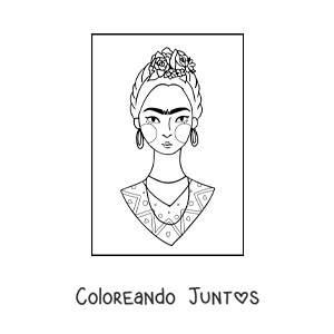Imagen para colorear de frida kahlo para niños