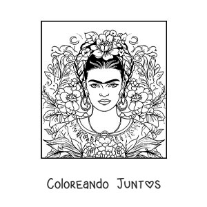Imagen para colorear de la artista frida kahlo