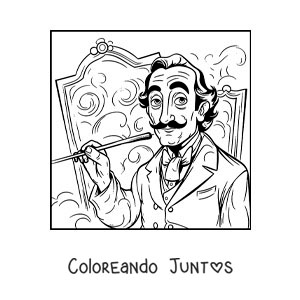 Imagen para colorear de salvador dalí animado pintando