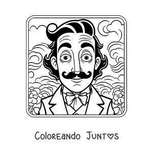 Imagen para colorear de salvador dalí animado para niños