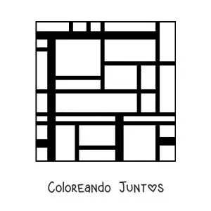 Imagen para colorear de cuadro de Piet Mondrian para niños
