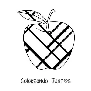 Imagen para colorear de manzana con figuras al estilo de Mondrian