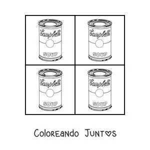 Imagen para colorear de sopa de tomate Campbell de Andy Warhol