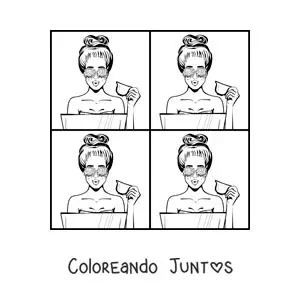 Imagen para colorear de retrato de una chica al estilo de Andy Warhol