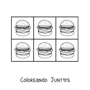 Imagen para colorear de hamburguesas al estilo pop art de Andy Warhol