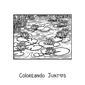 Imagen para colorear de nenúfares al estilo de Monet
