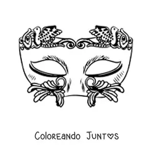 Imagen para colorear de máscara de carnaval con adornos