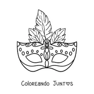 Imagen para colorear de máscara de carnaval para niños con plumas