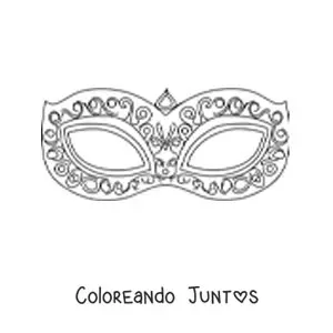 Imagen para colorear de antifaz de carnaval elegante para recortar
