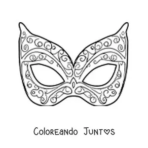 Imagen para colorear de antifaz de carnaval decorado fácil para niños