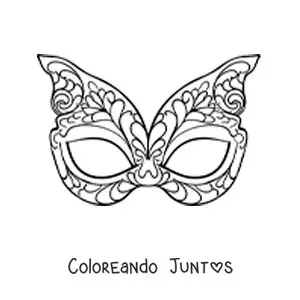 Imagen para colorear de antifaz de mariposa para niñas