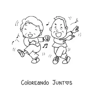 Imagen para colorear de una abuela bailando junto a un abuelo