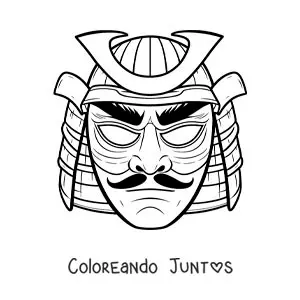 Imagen para colorear de máscara de samurai