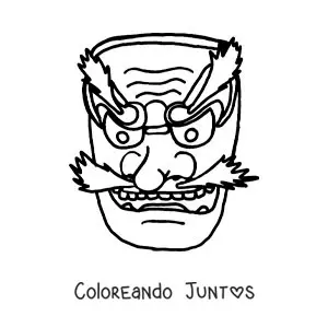Imagen para colorear de máscara japonesa fácil