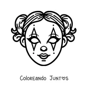 Imagen para colorear de máscara de payasa para niñas