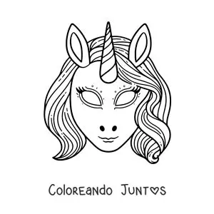 Imagen para colorear de careta de unicornio