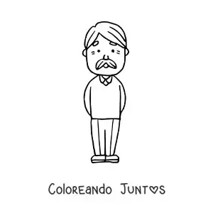 Imagen para colorear de un abuelo de pie con bigote y un suéter