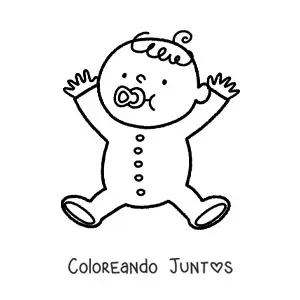 Imagen para colorear de un bebé con chupete abriendo los brazos