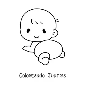 Imagen para colorear de un bebé en pañales gateando
