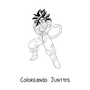Imagen para colorear de Goku Super Saiyajin 4 haciendo el Kamehameha