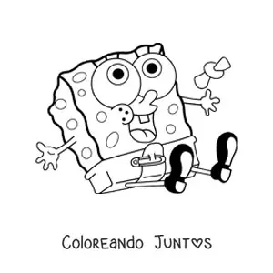 Imagen para colorear de Bob Esponja bebé kawaii