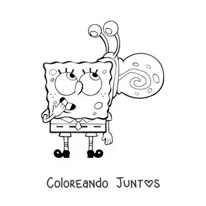 Imagen para colorear de Bob Esponja con Gary