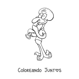 Imagen para colorear de Calamardo tocando el clarinete
