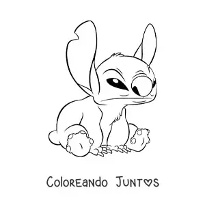 Imagen para colorear de Stitch sentado enojado