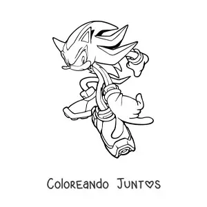 Imagen para colorear de Shadow de Sonic agachado