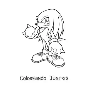 Imagen para colorear de Knuckles de Sonic en pose de lucha