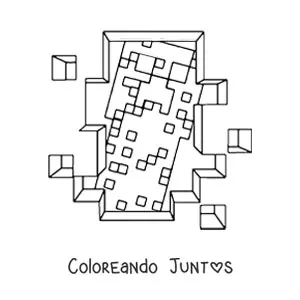 Imagen para colorear de un creeper de Minecraft visto a través de un agujero