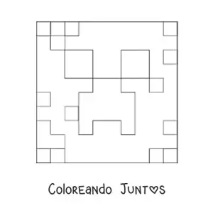 Imagen para colorear de la cara de un creeper de Minecraft