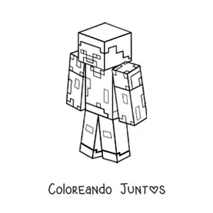 Imagen para colorear de Steve de Minecraft visto desde arriba