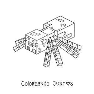 Imagen para colorear de una araña de Minecraft