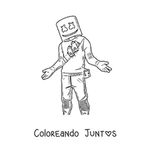 Imagen para colorear de Marshmello de Fortnite con los brazos abiertos