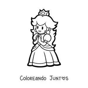 Imagen para colorear de Paper Peach de Mario Bros sonriendo
