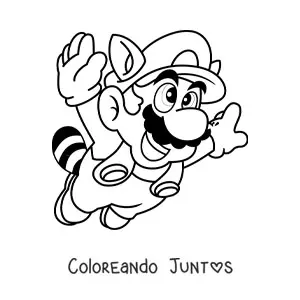 Imagen para colorear de Mario mapache de Mario Bros