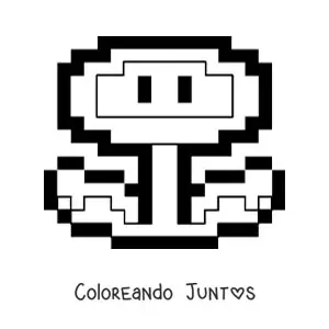 Imagen para colorear de una flor de fuego de Mario Bros en 8 bits