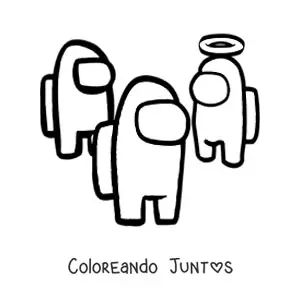 Imagen para colorear de tres tripulantes de Among Us
