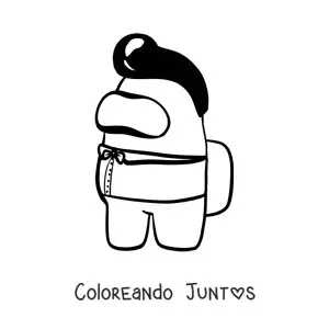 Imagen para colorear de un tripulante de Among Us con cabello